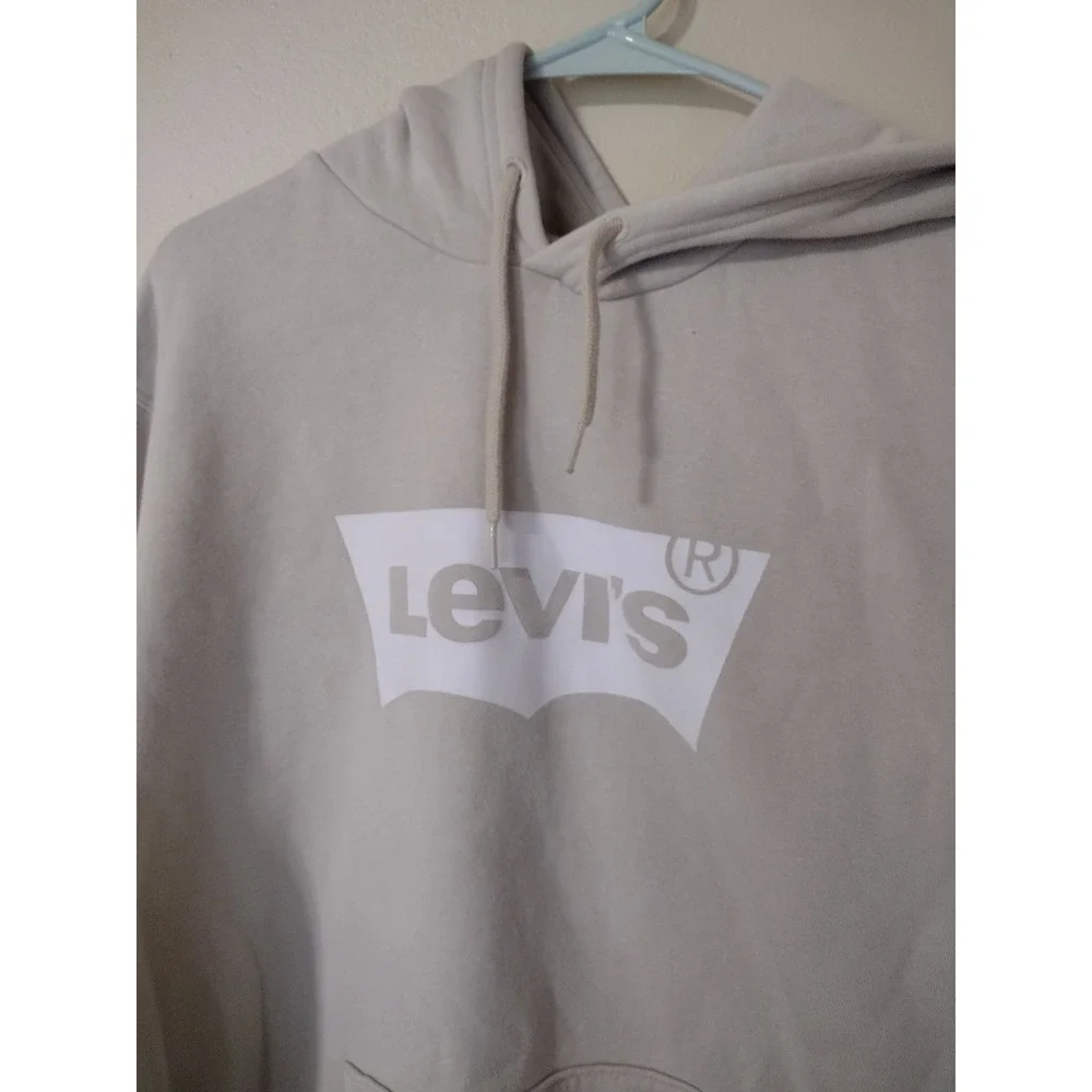 Levis Mens Standard Fit Graphic Logo Pullover Hoodie‎ Beige Sand Large L